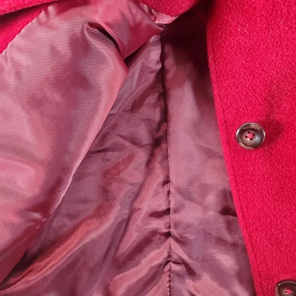 L.L Bean Chore Jacket Womens XL Petite Red 0F‎ JN7 Wool Utility Barn Overcoat - Picture 7 of 8